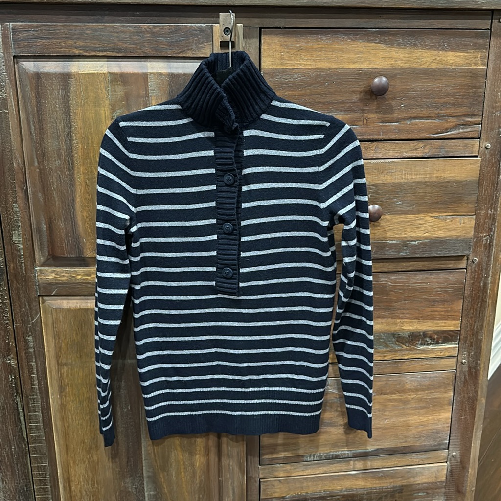Nwt Tory Burch Giselle Sweater Navy And Gray, Sz Xs